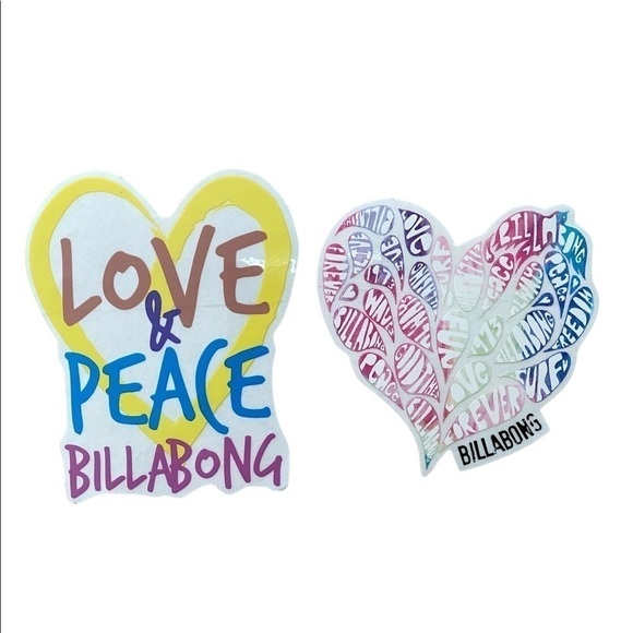 Bundle of 2 BILLABONG Love & Peace Surf Surfer Stickers - Picture 1 of 3